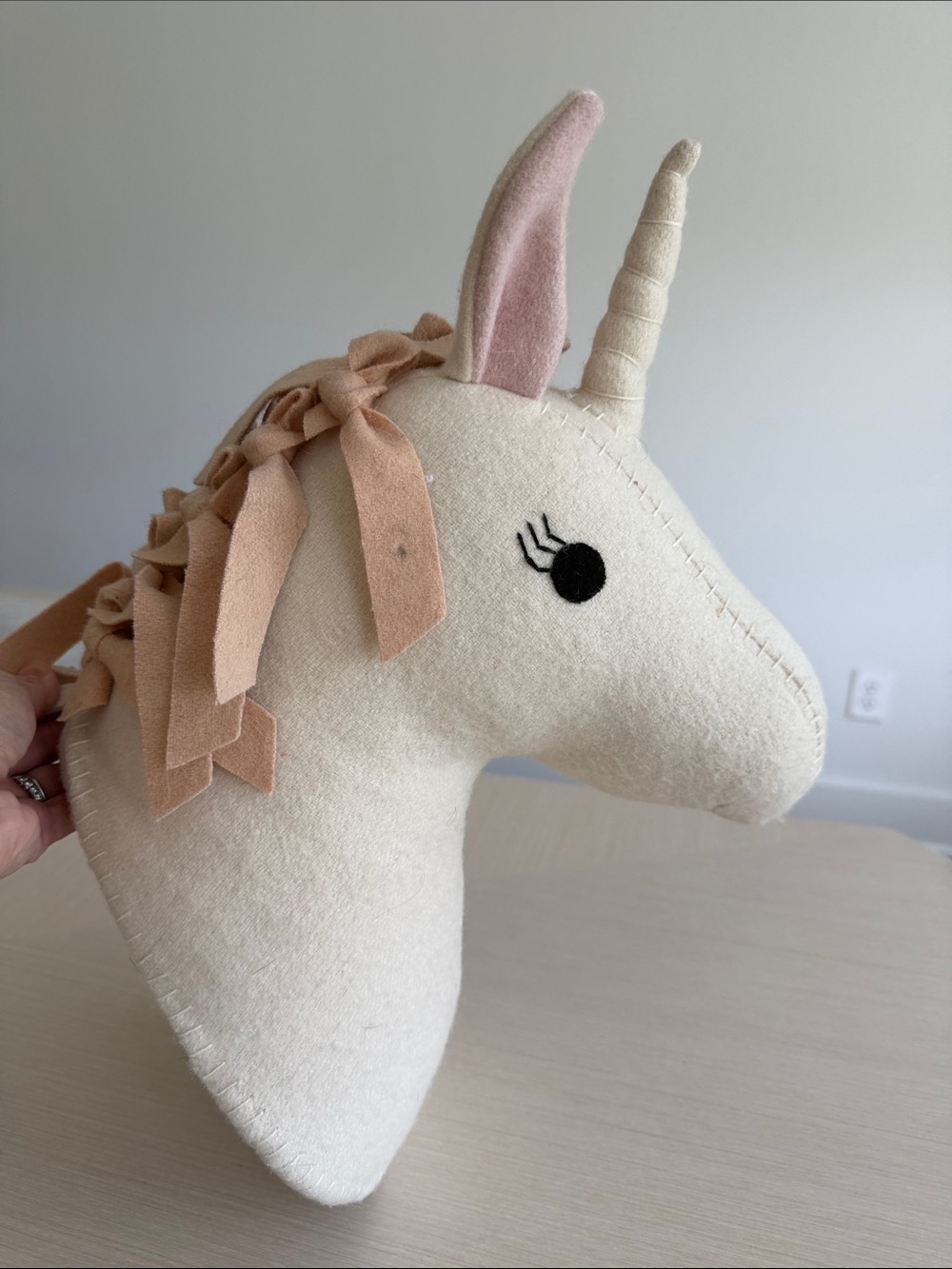 Target Pillowfort Plush Unicorn Head Wall Mount Decor – Off-White & Pink